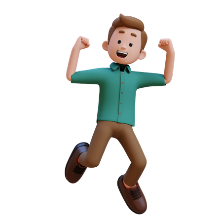 Jeune homme heureux en sautant  3D Illustration