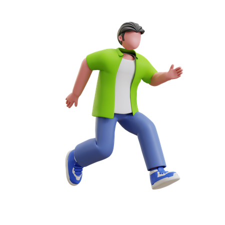 Jeune homme donnant une pose de course  3D Illustration