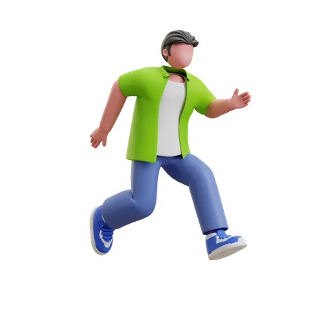 Jeune homme donnant une pose de course  3D Illustration