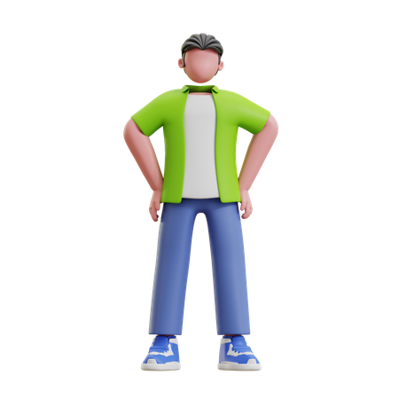 Jeune homme donnant une pose debout  3D Illustration