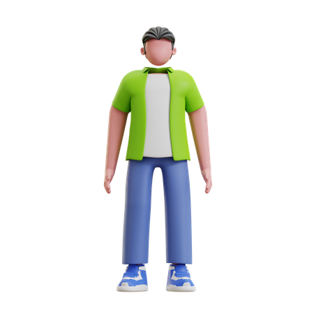 Jeune homme donnant une pose debout  3D Illustration