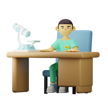 Jeune médecin assis sur le bureau  3D Icon