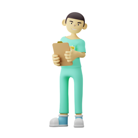 Jeune médecin avec rapport médical  3D Illustration