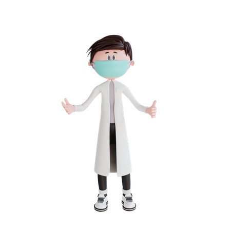 Jeune médecin montrant une pose demandant  3D Illustration