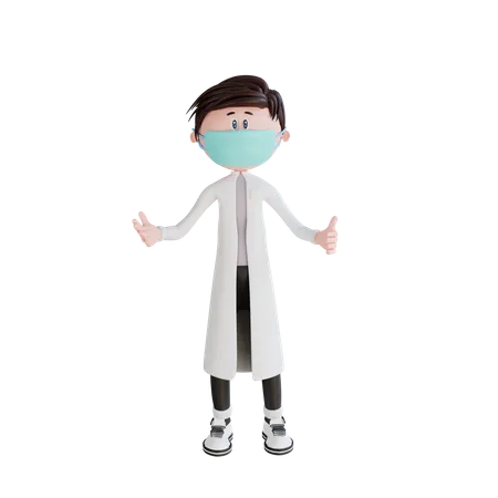 Jeune médecin montrant une pose demandant  3D Illustration