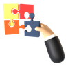 jigsaw piece hand 3d logo