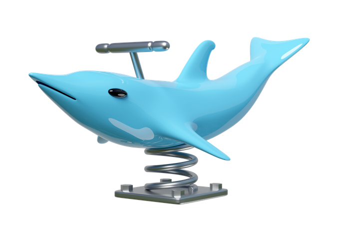 Jinete de primavera de delfines  3D Illustration