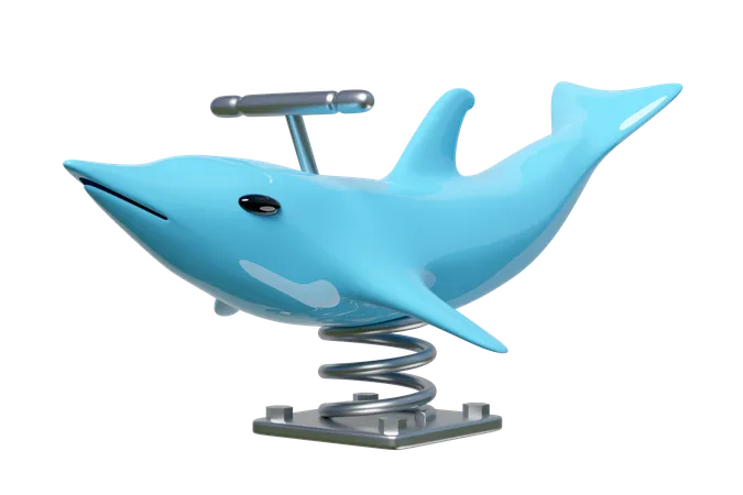 Jinete de primavera de delfines  3D Illustration