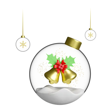 Jingle bells are ringing inside crystal ball  3D Illustration