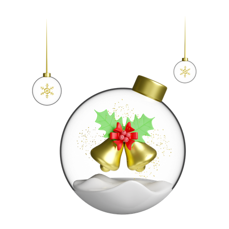 Jingle bells are ringing inside crystal ball  3D Illustration