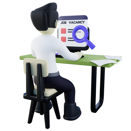 Job Seeker Looking For Job Vacancy  3D Icon
