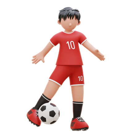 Jogador chuta a bola  3D Illustration