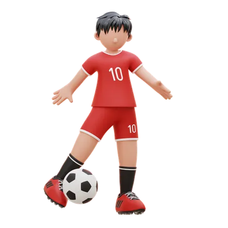 Jogador chuta a bola  3D Illustration