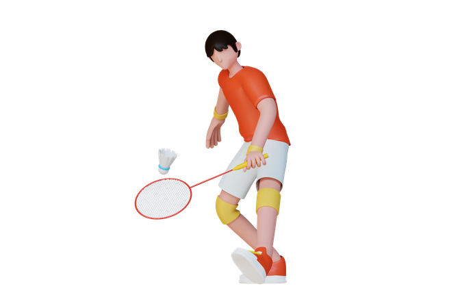 Jogador de badminton  3D Illustration