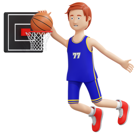 Slam Dunk do jogador de basquete  3D Illustration