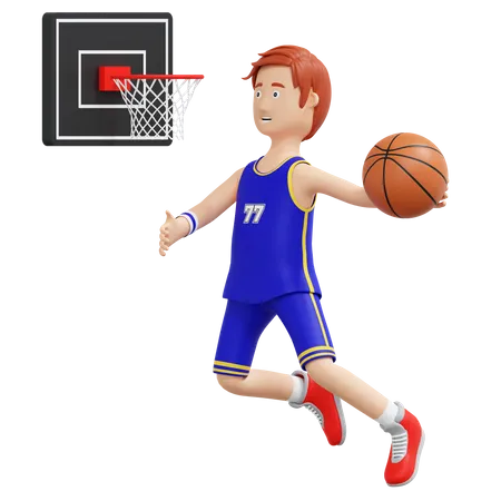 Slam Dunk do jogador de basquete  3D Illustration