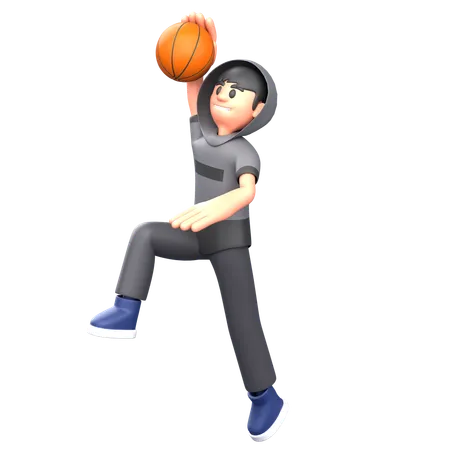 Jogador de basquete jogando basquete  3D Illustration