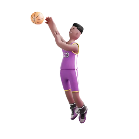 Jogador de basquete jogando bola para marcar  3D Illustration