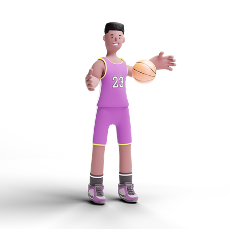 Jogador de basquete jogando basquete  3D Illustration