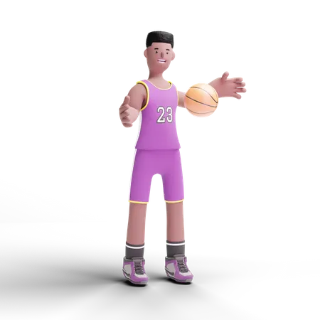 Jogador de basquete jogando basquete  3D Illustration