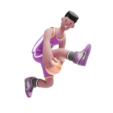 Jogador de basquete jogando drible  3D Illustration