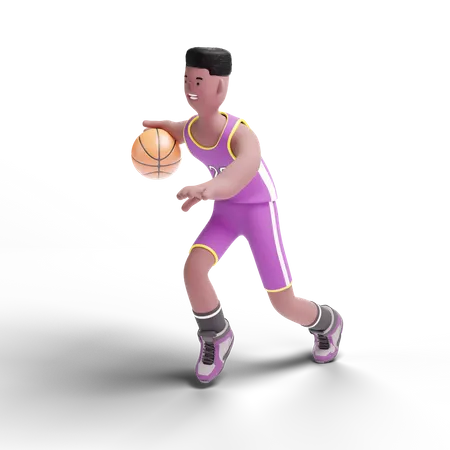 Jogador de basquete jogando na partida  3D Illustration