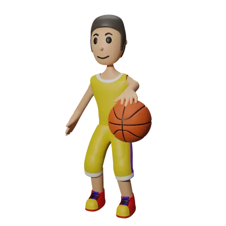 Jogador de basquete jogando na partida  3D Illustration