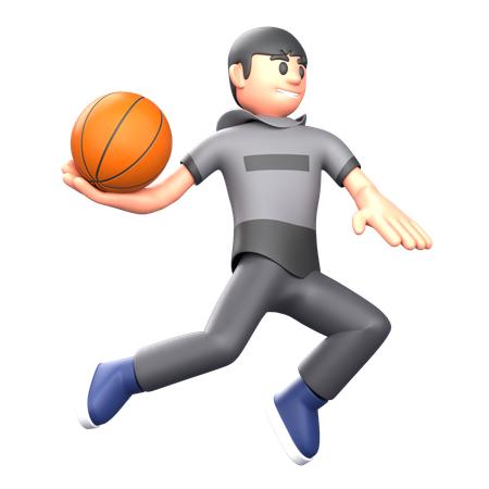 Jogador de basquete jogando basquete  3D Illustration