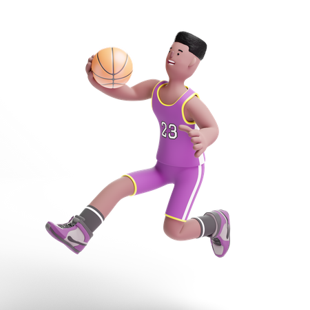 Jogador de basquete masculino jogando  3D Illustration