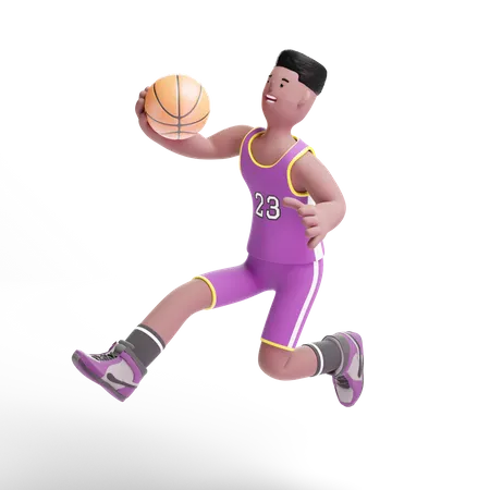 Jogador de basquete masculino jogando  3D Illustration