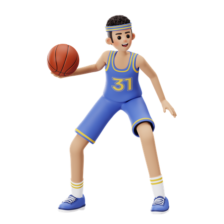 Jogador de basquete pronto para passar  3D Illustration
