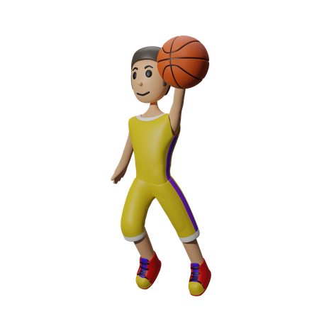 Jogador de basquete pulando no ar  3D Illustration