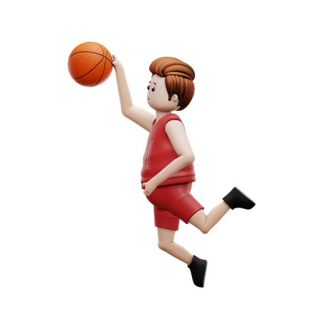 Jogador de basquete pulando para gol de basquete  3D Illustration