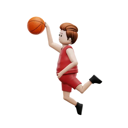 Jogador de basquete pulando para gol de basquete  3D Illustration