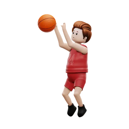 Jogador de basquete pulando para gol de basquete  3D Illustration