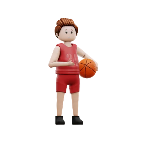 Jogador de basquete segurando basquete  3D Illustration