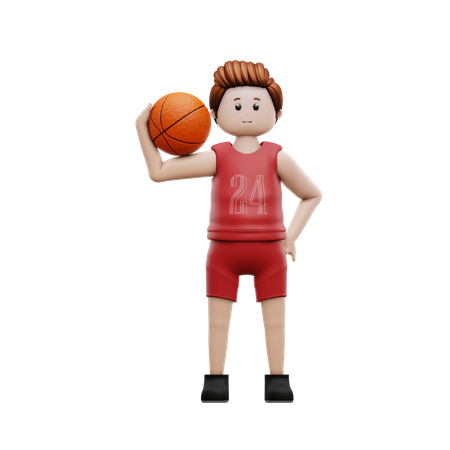 Jogador de basquete segurando basquete  3D Illustration