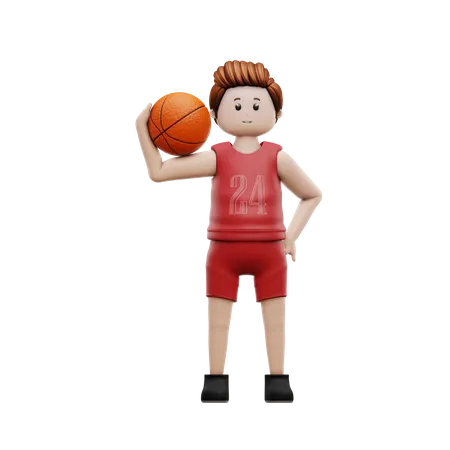 Jogador de basquete segurando basquete  3D Illustration