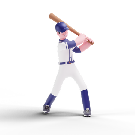 Jogador de beisebol batendo bola  3D Icon