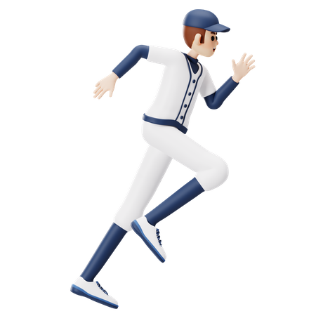 Jogador de beisebol correndo  3D Illustration