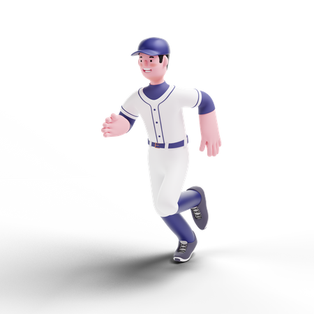 Jogador de beisebol correndo na partida  3D Illustration