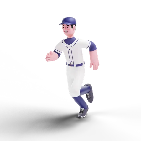 Jogador de beisebol correndo na partida  3D Illustration