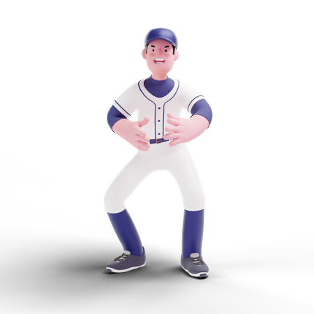 Jogador de beisebol em pé  3D Illustration