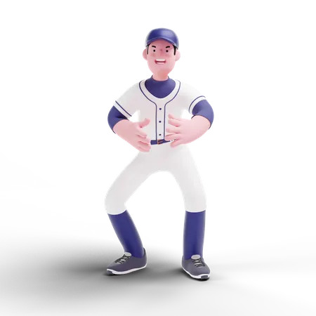 Jogador de beisebol em pé  3D Illustration