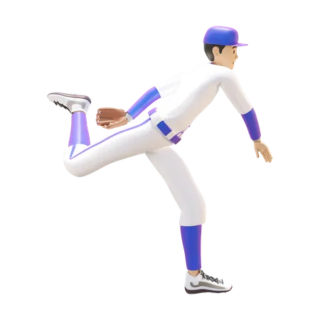 Jogador de beisebol jogando bola  3D Illustration