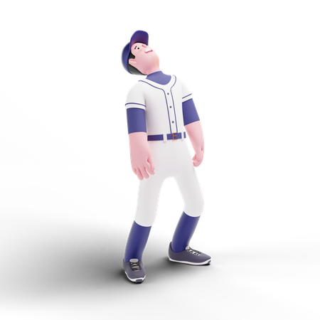 Jogador de beisebol olhando para cima  3D Icon