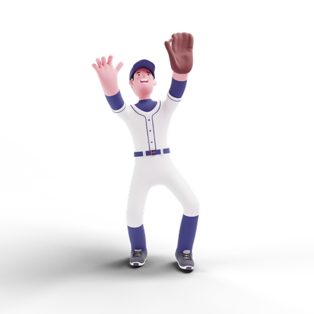 Jogador de beisebol pegando bola  3D Icon
