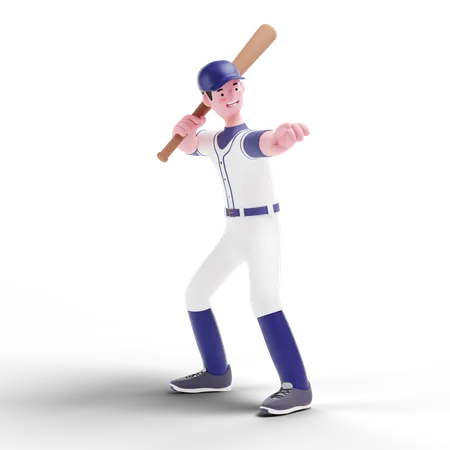 Jogador de beisebol praticando  3D Illustration