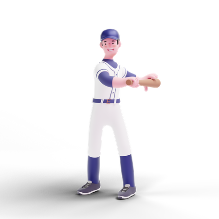 Jogador de beisebol praticando  3D Illustration