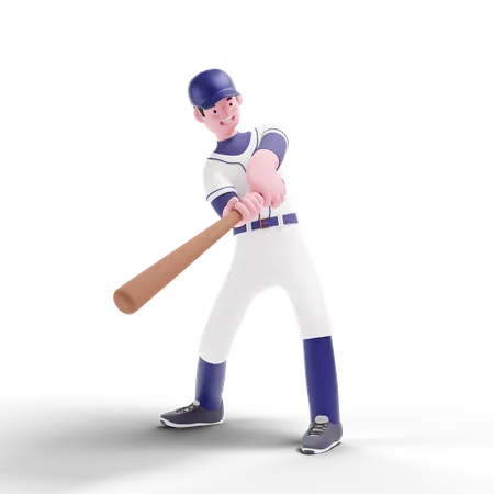 Jogador de beisebol pronto para atacar  3D Illustration